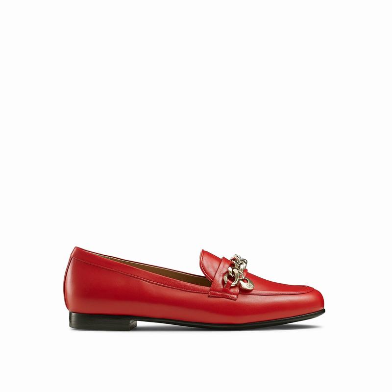 Russell & Bromley Chitchat Round Toe Chain Loafers Women's Red [ZKN5126AC]